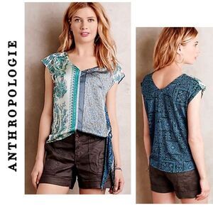 EUC Anthropologie Tiny Kumiko Paisley Print Top
